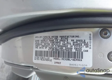 2003 Toyota Avalon Xl из США, поврежденный, VIN 4T1BF28B13U276835